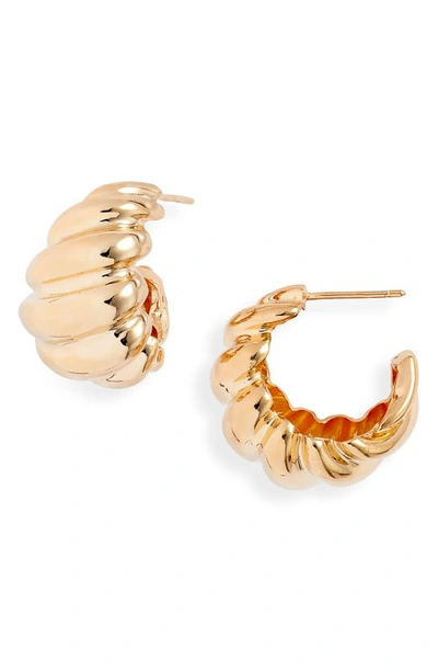 Shop Jennifer Zeuner Perla Hoop Earrings In 14k Yellow Gold Plated Silver