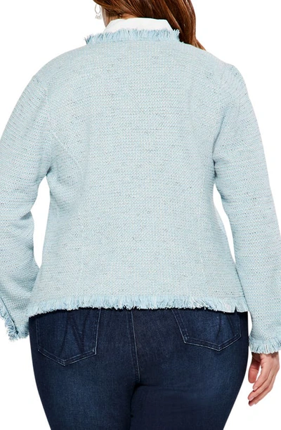 Shop Nic + Zoe Fringe Mix Knit Jacket In Mist