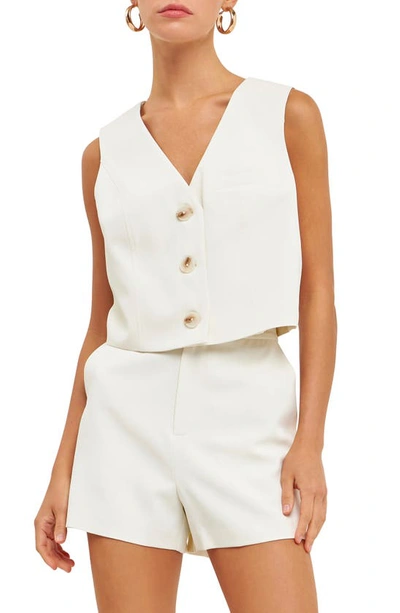 Shop Endless Rose Button-up Crop Vest In Cream