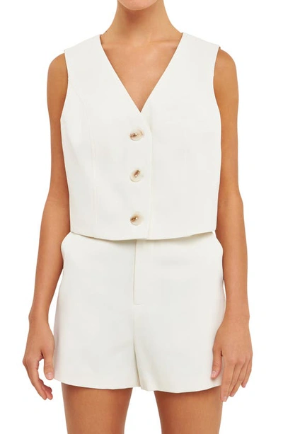 Shop Endless Rose Button-up Crop Vest In Cream