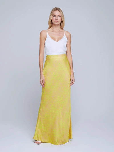 Shop L Agence Zeta Skirt In Lemon Tonic Multi Python Snake