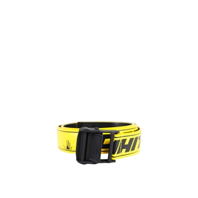 Shop Off-white Leather Belt In Yellow