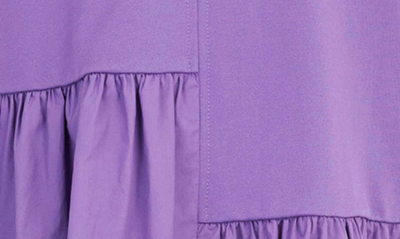 English Factory Puff Shoulder Mixed Media Minidress In Purple