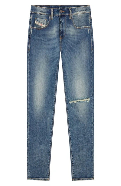 Shop Diesel D-strukt Ripped Slim Fit Jeans In Blue