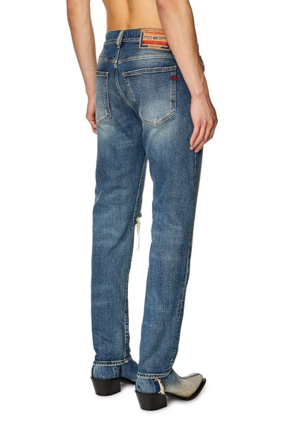 Shop Diesel D-strukt Ripped Slim Fit Jeans In Blue