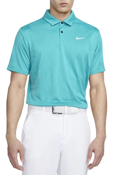 Shop Nike Dri-fit Tour Jacquard Golf Polo In Teal Nebula/ White