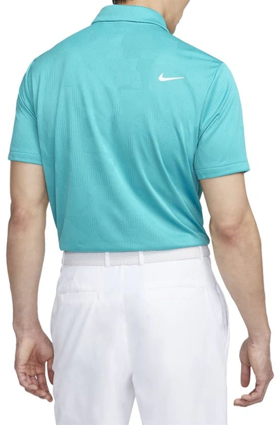 Shop Nike Dri-fit Tour Jacquard Golf Polo In Teal Nebula/ White