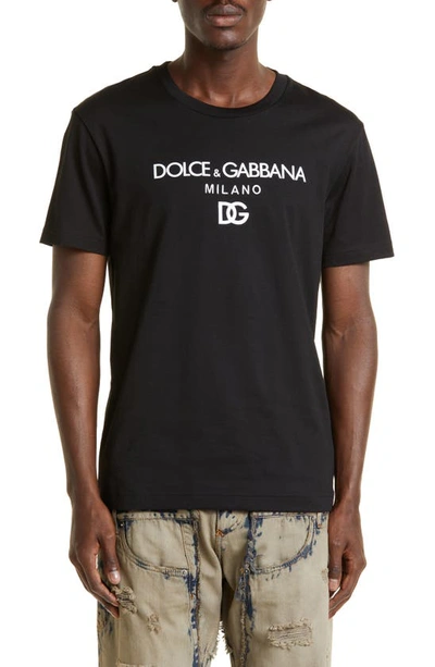 Shop Dolce & Gabbana Dolce&gabbana Dg Embroidered Logo T-shirt In Black