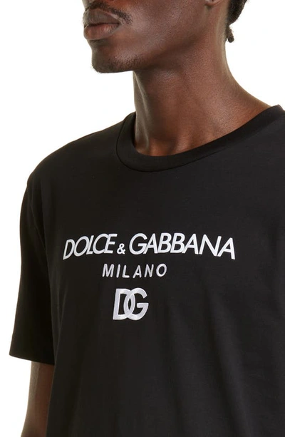Dolce & Gabbana Jersey Round-neck T-shirt With Dg Milano Embroidery In Black