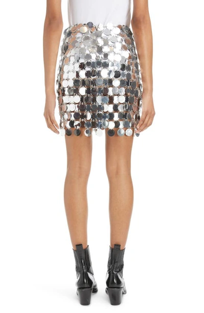 Shop Paco Rabanne Round Paillette Miniskirt In Silver