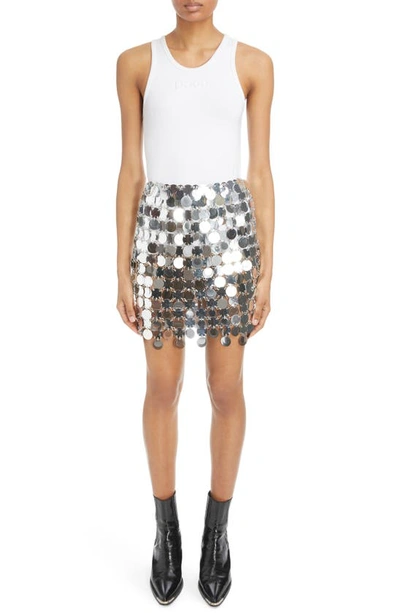 Shop Rabanne Round Paillette Miniskirt In Silver