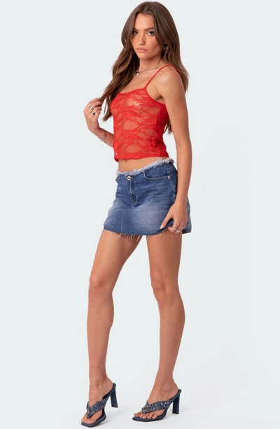 Shop Edikted Gianna Sheer Lace Camisole In Red