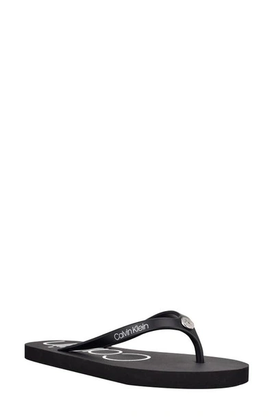 Shop Calvin Klein Salya Flip Flop In Black Sy