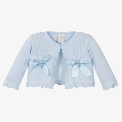 Shop Pretty Originals Girls Blue Cotton Knit Cardigan