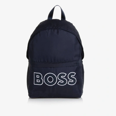 Shop Hugo Boss Boys Navy Blue Backpack (40cm)