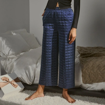 Shop Lunya Quilted Silk Straight Leg Pant In Deep Blue