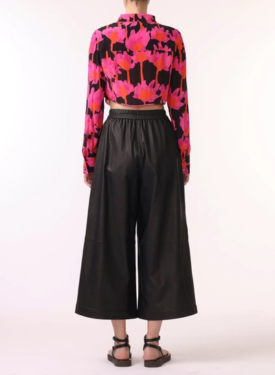 Shop Jason Wu Ls Draped Front Cropped Blouse In Multi