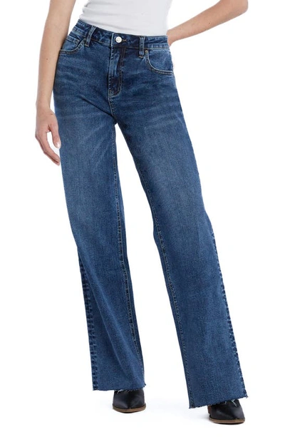 Shop Wash Lab Denim Ella Relaxed Straight Leg Jeans In Garage Blue