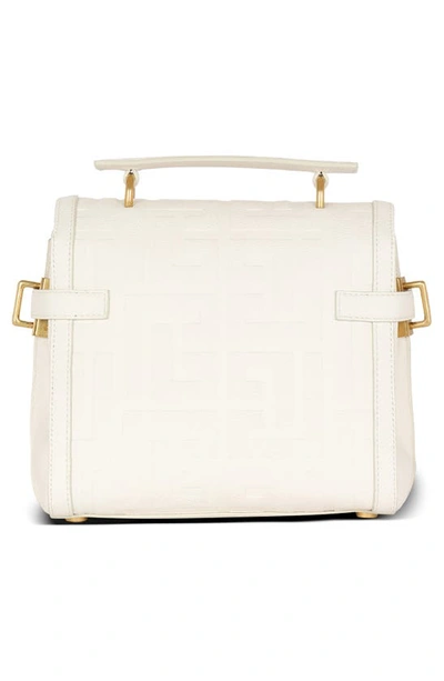 Balmain B-buzz 23 Monogrammed Grained Leather Bag In Cream