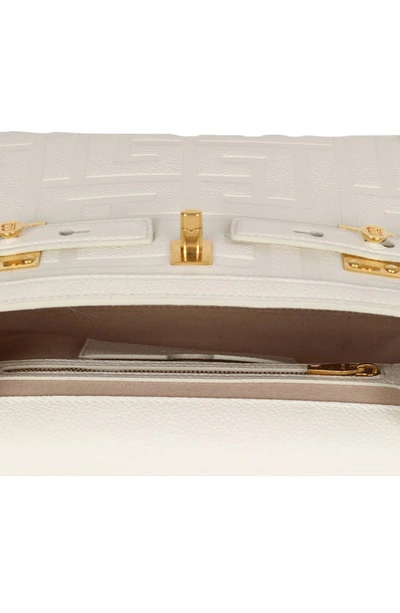Balmain B-buzz 23 Monogrammed Grained Leather Bag In Cream
