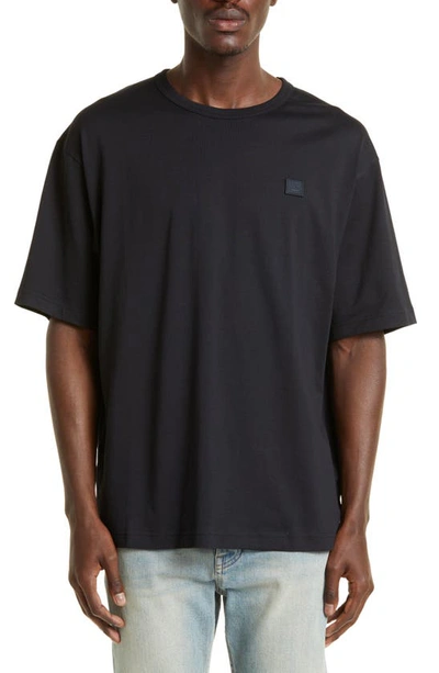 Shop Acne Studios Nash Face Patch Oversize T-shirt In Black