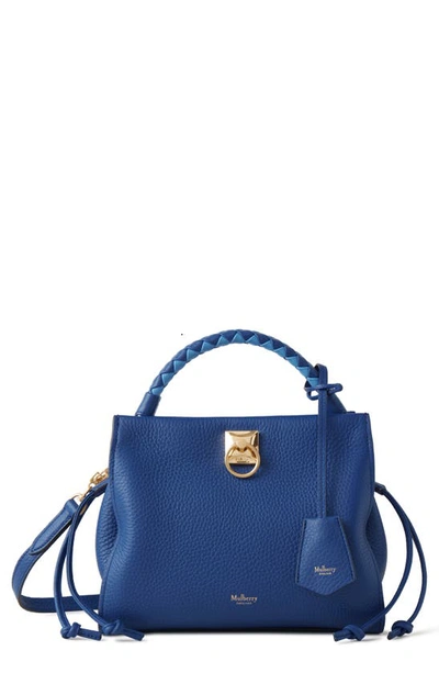 Shop Mulberry Small Iris Leather Top Handle Bag In Pigment Blue