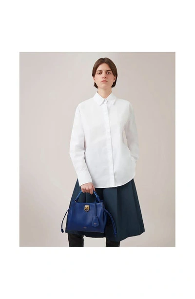 Shop Mulberry Small Iris Leather Top Handle Bag In Pigment Blue