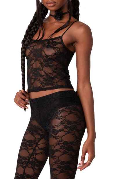 Edikted Gianna Sheer Lace Camisole In Black