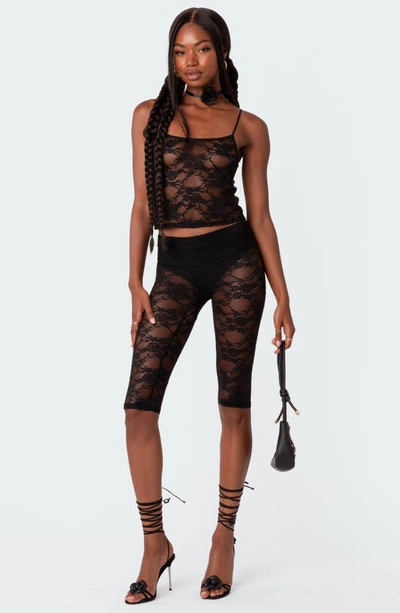 Sheer Lace Tank Top in Black