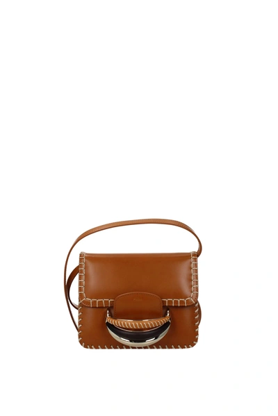 Kattie Leather Crossbody Bag in Brown - Chloe