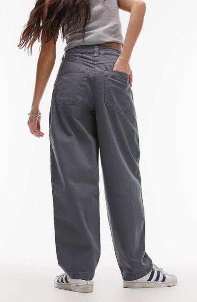 Shop Topshop Balloon Tapered Pocket Cotton & Linen Cargo Pants In Navy