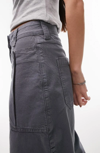 Shop Topshop Balloon Tapered Pocket Cotton & Linen Cargo Pants In Navy