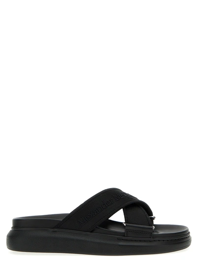 Shop Alexander Mcqueen Crossed Band Sandals Black