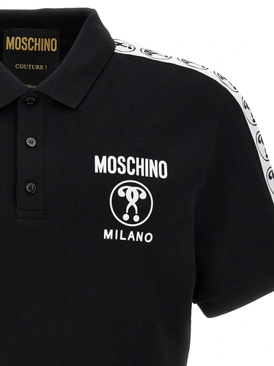 Shop Moschino Double Question Mark Polo White/black