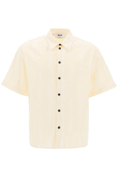 Shop Msgm Jacquard Cotton Short Sleeve Shirt