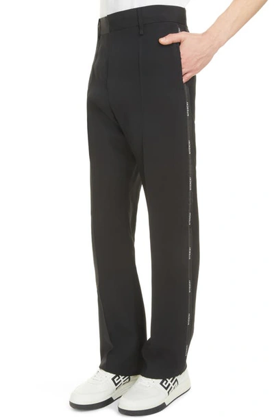 Shop Givenchy Slim Fit Logo Trim Outseam Wool Pants In Black