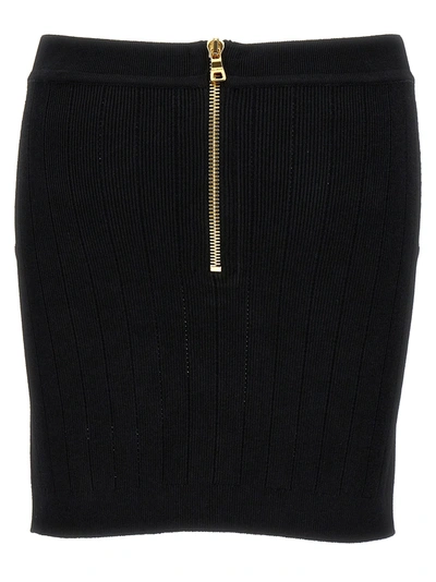 Shop Balmain Logo Button Knit Skirt Skirts Black