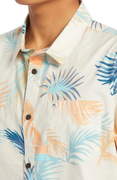 Shop Quiksilver Tropical Glitch Short Sleeve Organic Cotton Button-up Shirt In Birch