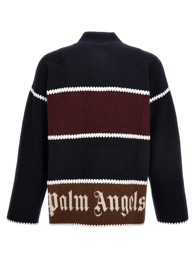 Shop Palm Angels Pa Monogram Striped Knit Cardigan Sweater, Cardigans Multicolor