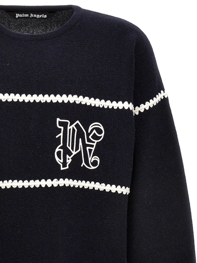 Shop Palm Angels Pa Monogram Striped Sweater Sweater, Cardigans Blue