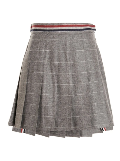 Shop Thom Browne Pleated Plaid Plaid Skirt