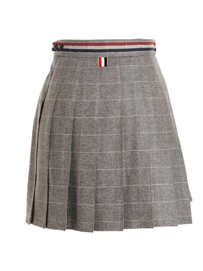 Shop Thom Browne Pleated Plaid Plaid Skirt