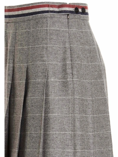 Shop Thom Browne Pleated Plaid Plaid Skirt