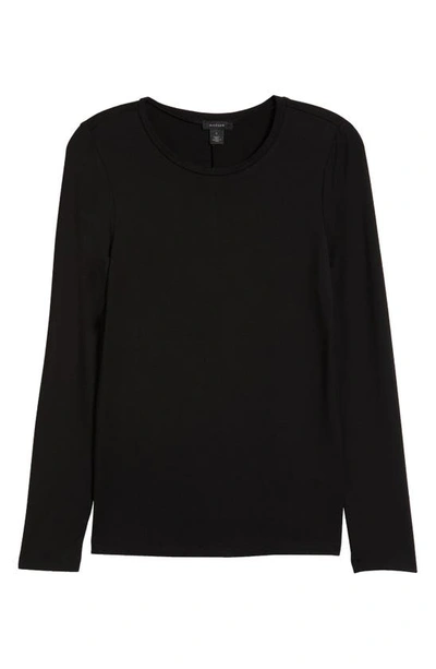 Halogen Crewneck Long Sleeve T-shirt In Rich Black