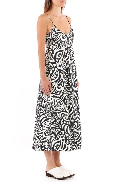 Shop La Ligne Portia Floral Cutout Cotton Dress In Black/ White