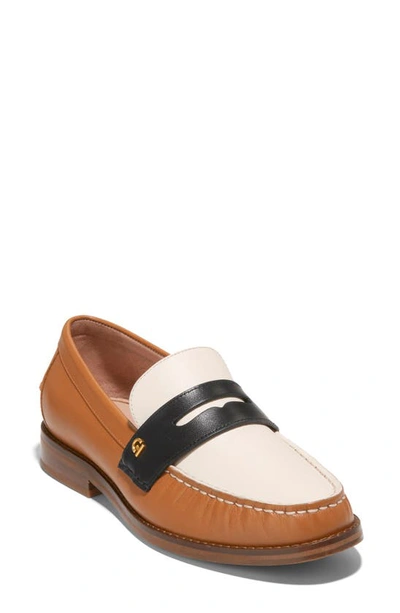 Lux Pinch Penny Loafers In Pecan-ivory-black