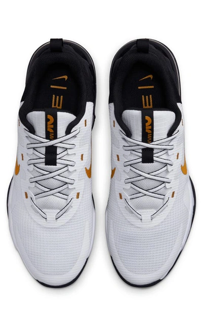 Shop Nike Air Max Alpha Trainer 5 Running Shoe In White/ Black/ Gold Suede