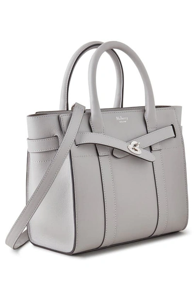 Shop Mulberry Small Zipped Bayswater Leather Satchel In Pale Grey