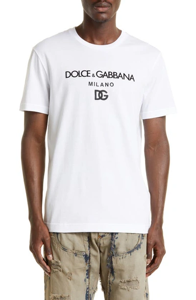 Shop Dolce & Gabbana Dolce&gabbana Dg Embroidered Logo T-shirt In White