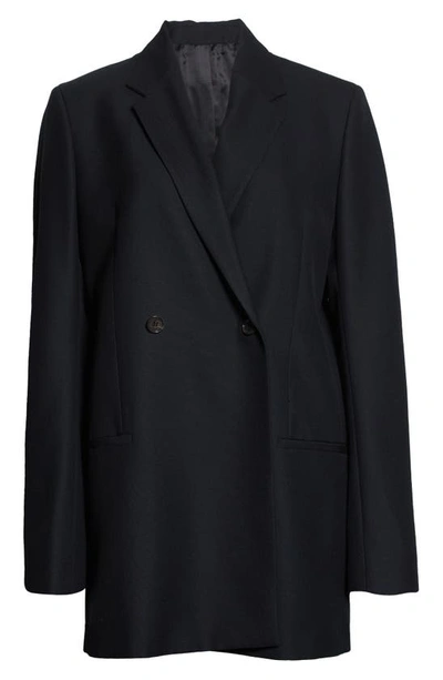 Totême Loreo Oversized Double-breasted Woven Blazer In Black